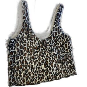Show Me Your Mumu Ricki Fuzzy Cheetah cropped tank size Large